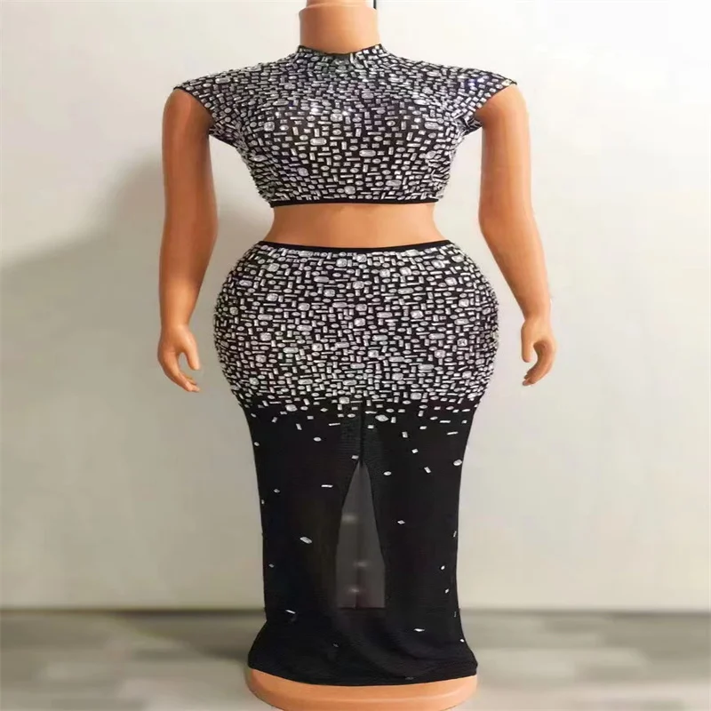 

H575 Full Crystals Sparking New Rhinestones Diamonds Sleeveless Jumpsuit Elastic Stretched Singer Elastic Stretched Perform Show