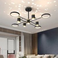 minimalist modern creative luster black starry sky multi head chandelier for bedroom dining living room kitchen indoor lighting