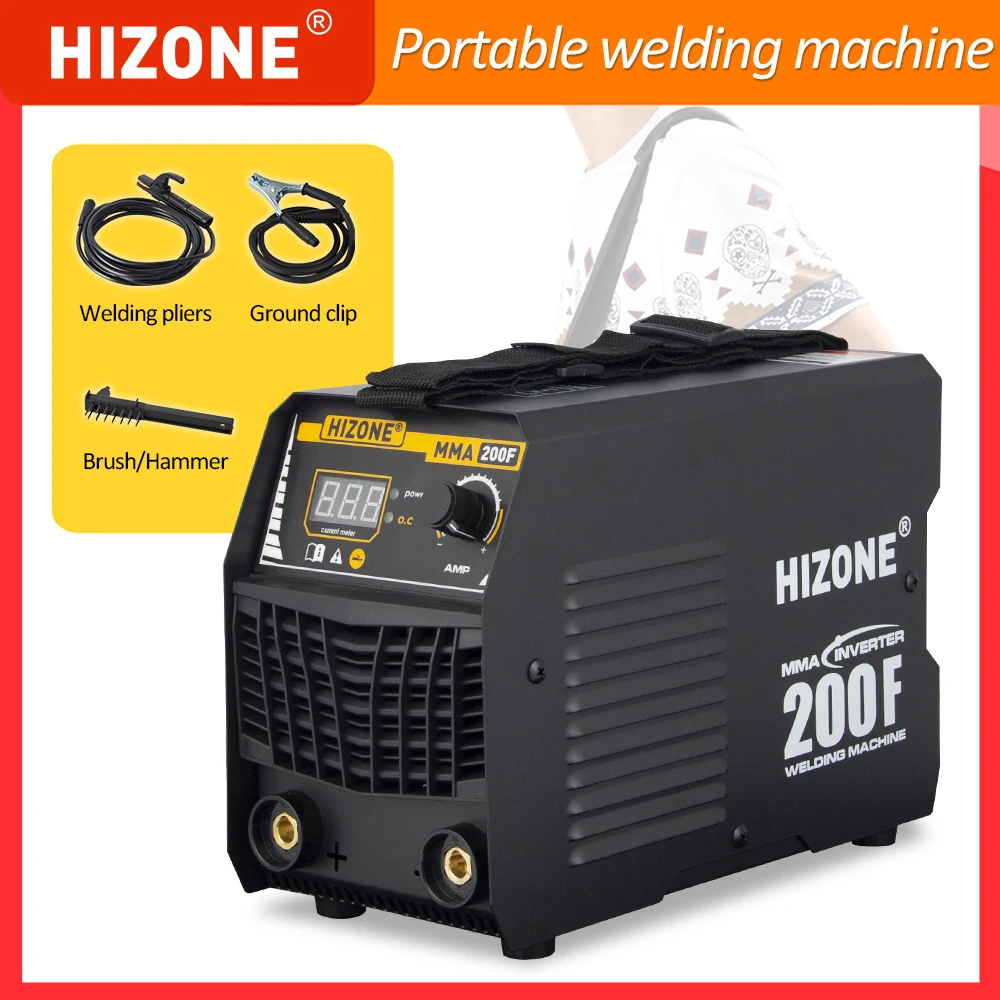 

Мини-сварочный аппарат HIZONE, дуговой Электрический точечный сварочный инвертор 220 В, IGBT MMA, портативный сварочный аппарат без газа для домашней трубы