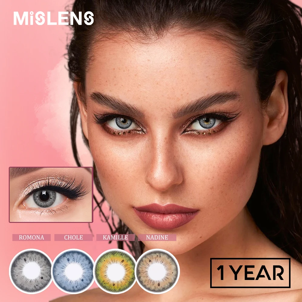 

Mislens Official Store 1Pair 1Year Disposable Contact Lenses With Diopters -0.00 to -8.00 Colorcon Colored Pupils For Eyes