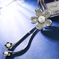 kioozol elegant crystal flower pendant pearl necklace women fashion long snake chain 2022 new accessories ko2
