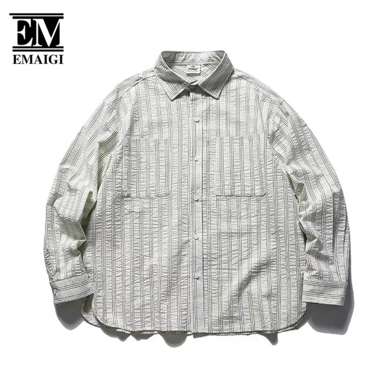 Рубашка в полоску для мужчин и женщин модная Свободная Повседневная винтажная