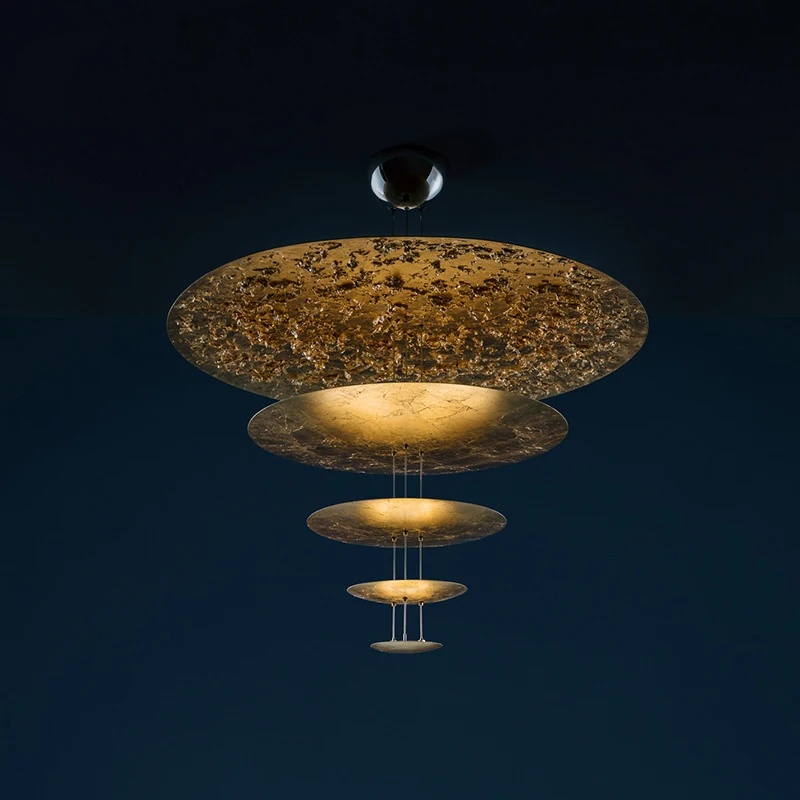 

Italian Designer Modern LED Pendant Lights Luxury Restaurant Living Room Villa Empty Gold Foil Pendant Lamp Interior Decoration