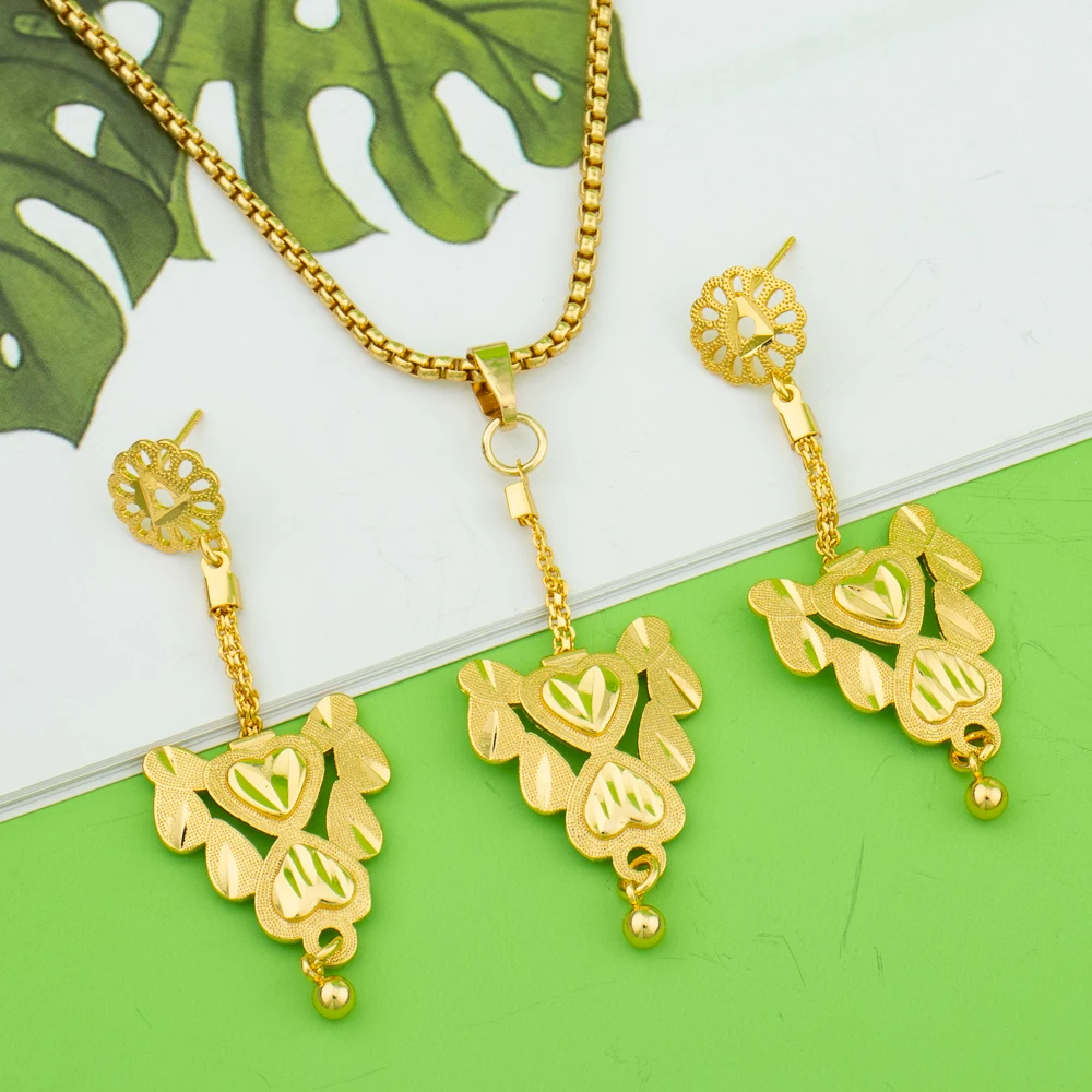 

Fashion Jewelry Set Earrings Pendent Necklace Copper 18k Gold Plated Geometric Exaggerate For Women Daily Wedding Party Gift