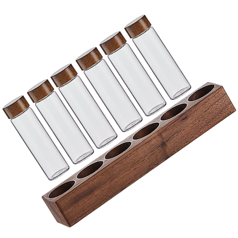 

Coffee Storage Tubes Glass Bean Vials With Lids Grain Container Wooden Display Stand Sealed Airtight Canisters Perspex Beans