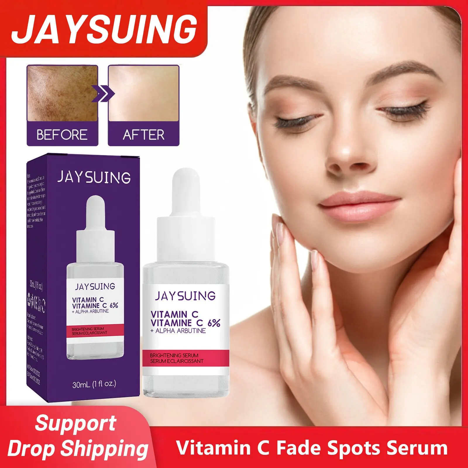 

Vitamin C Fade Spots Serum Lightening Acne Marks Shrink Pores Wrinkle Removal Anti Aging Firming Whitening Brighten Skin Essence