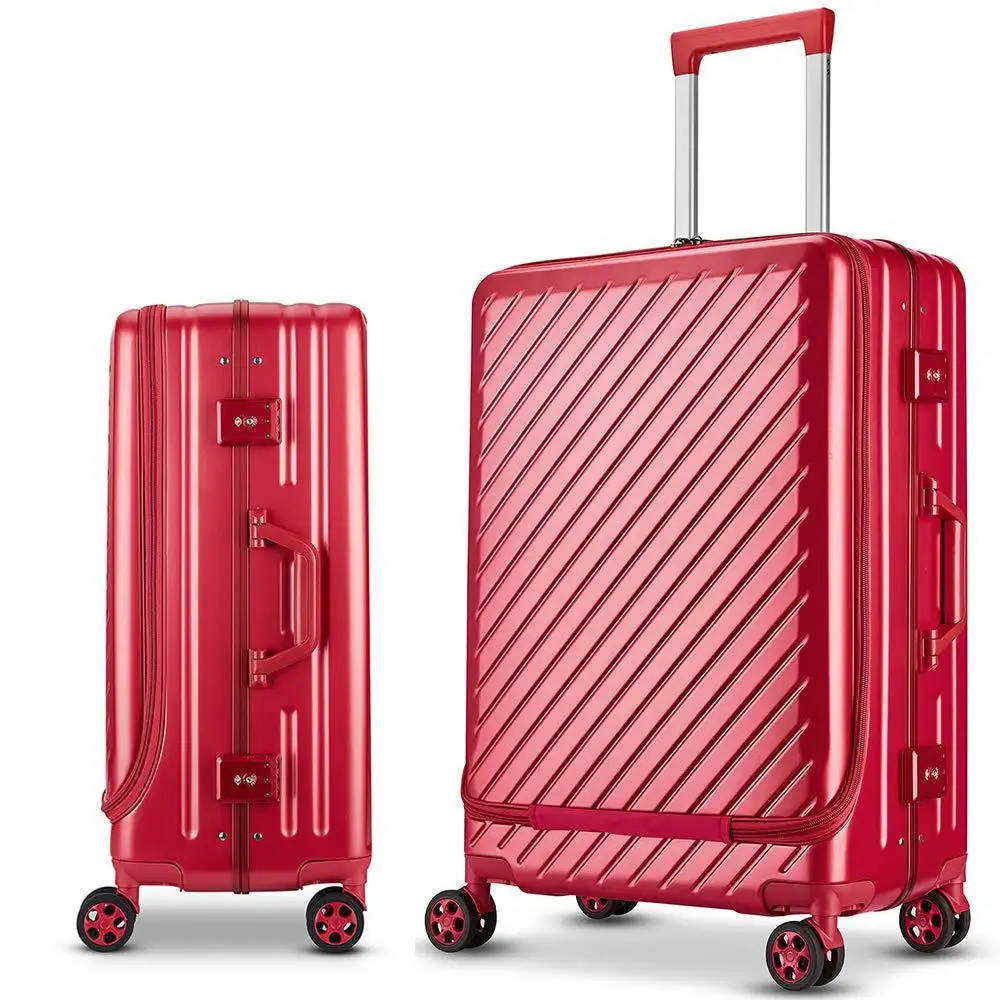 

Women Letrend Business Aluminum Frame Trolley Box Front Pocket Rolling Luggage Boarding Suitcase G2010-G2012 Dn
