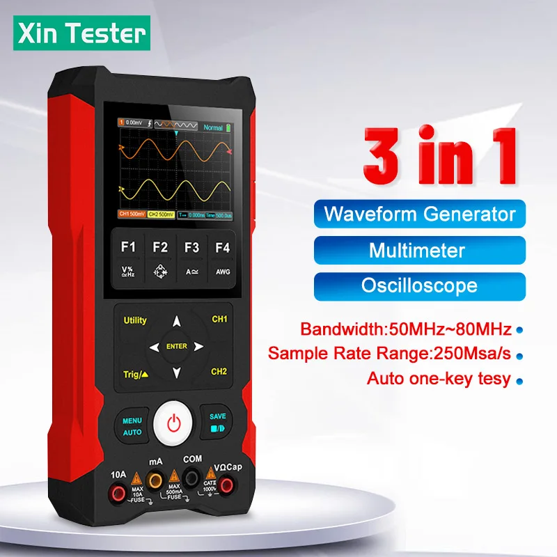 

Цифровой мультиметр Xin Tester 3 в 1, 6000 отсчетов, генератор сигнала, 2-канальный Ручной осциллограф