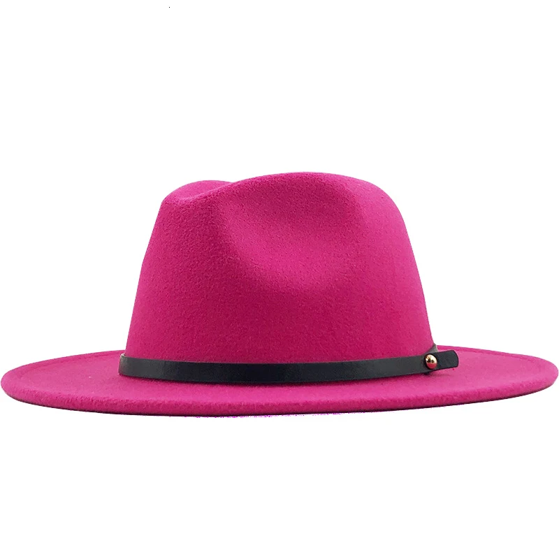 Simple Women Wool Vintage Gangster Trilby Felt Fedora Hat With Wide Brim Gentleman Elegant Lady Winter Imitation Woolen Jazz Cap