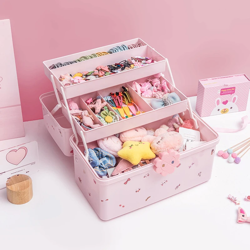 

Children's Hair Accessories Storage Box Baby Head Rope Hairpin Rubber Band Head Jewelry Dressing Cute Girl Jewelry Box Large Cap