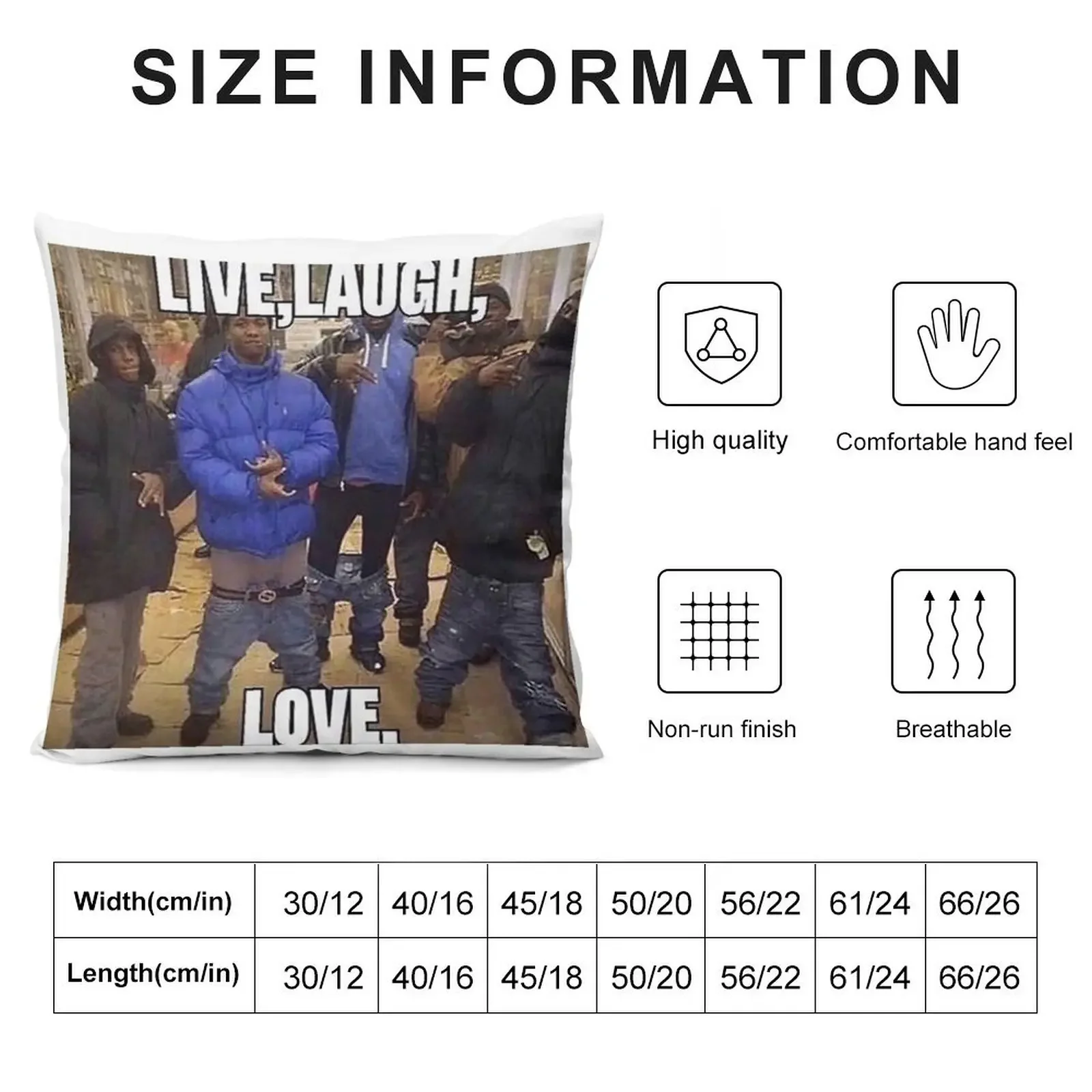 Декоративная наволочка Live Laugh Love Meme