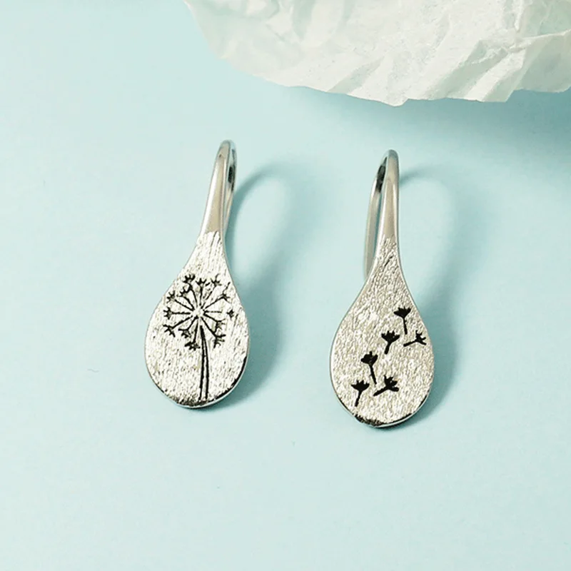 

2023 New vintage national style dandelion earrings brushed matte ancient design sense Chinese cheongsam earrings