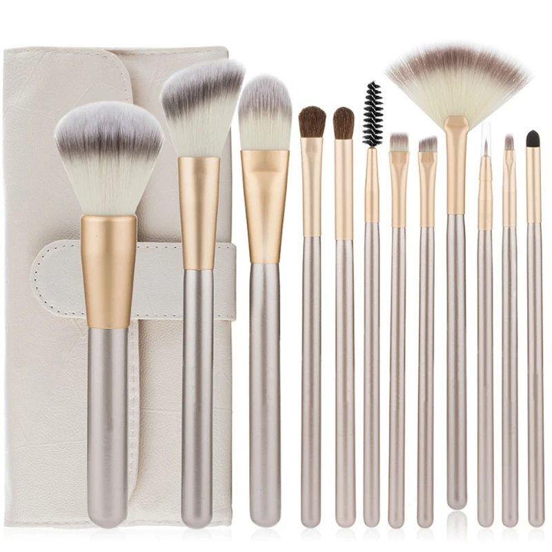 

12pcs makeup brush set loose honey liquid foundation eye shadow eyeliner lip makeup brush cosmetic beauty tool with leather bag