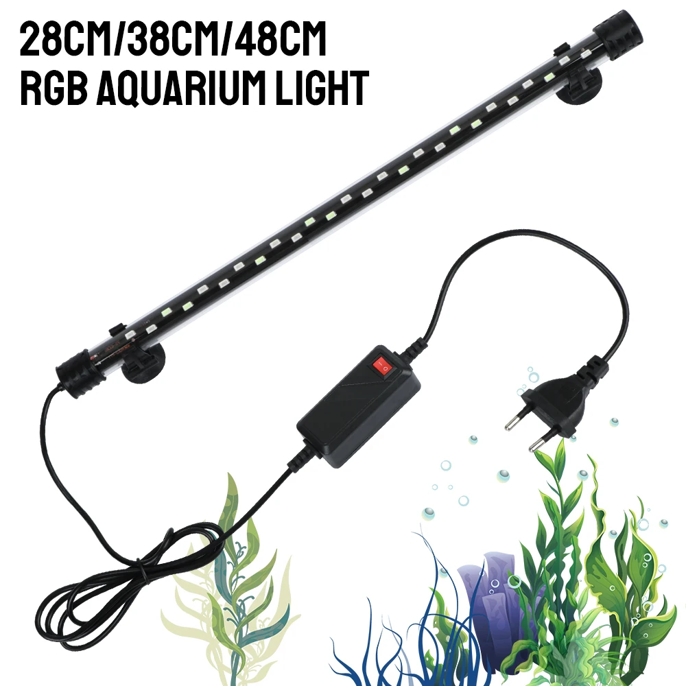 

Fish Tank Light Bar Waterproof AC 90~260V EU Plug Aquarium Submersible Lamp RGB Aquatic Air Bubble Lights 28/38/48cm Underwater
