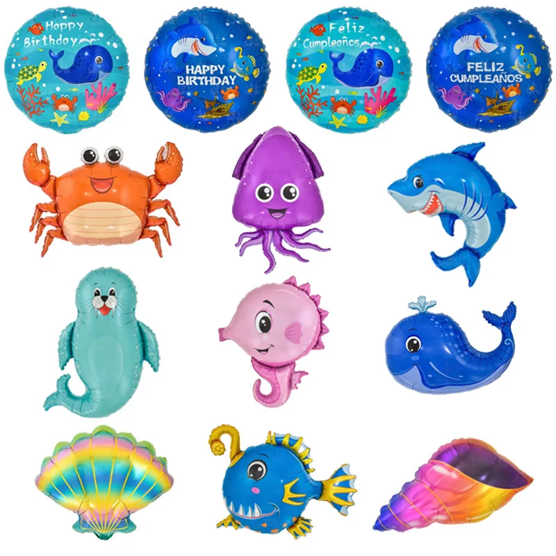 

1pcs Fish Sea Animal Balloons Starfish crab Shark Air Balloon Ocean World Under Sea Theme Birthday party Decoration Baby Shower