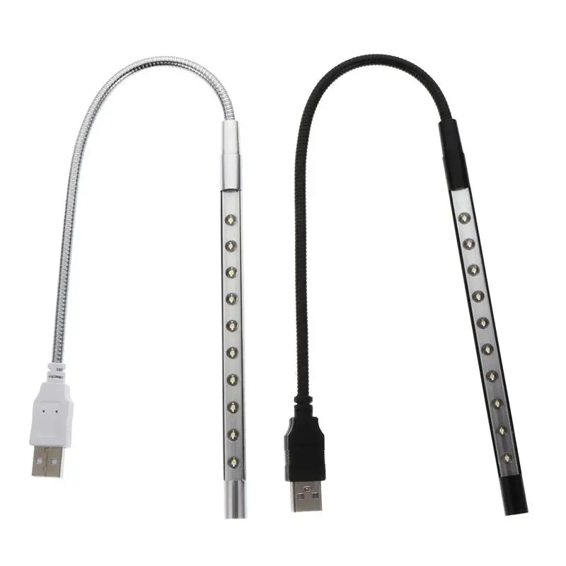 

2PCS USB Powered Reading Lamp Gooseneck Tube 10-LED Table Studying Table Light
