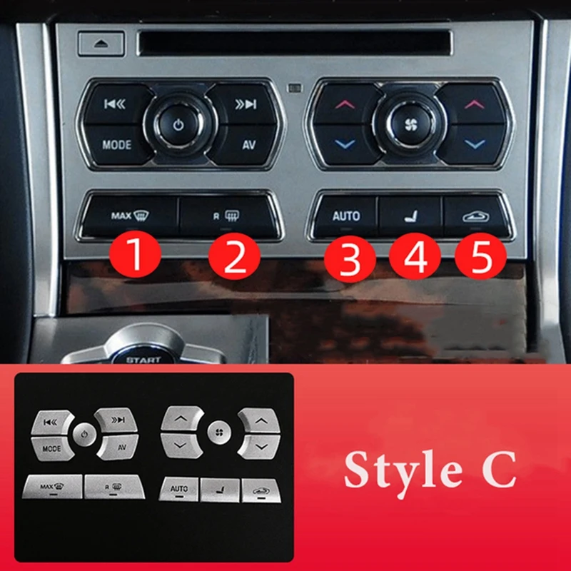 

15Pcs Car Central Control Multimedia Button Cover Sticker Air Conditioning Button Trim Cover for Jaguar XF 2012-2015