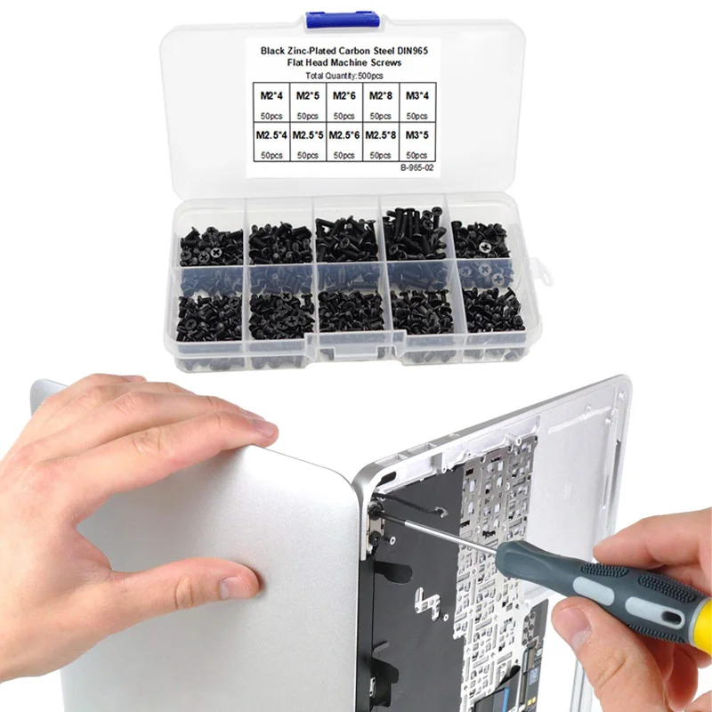 

500/250Pcs Laptop Notebook Computer Screw Kit Countersunk SSD Electronic Repair Accessories For Motherboard Fan Power Graphics