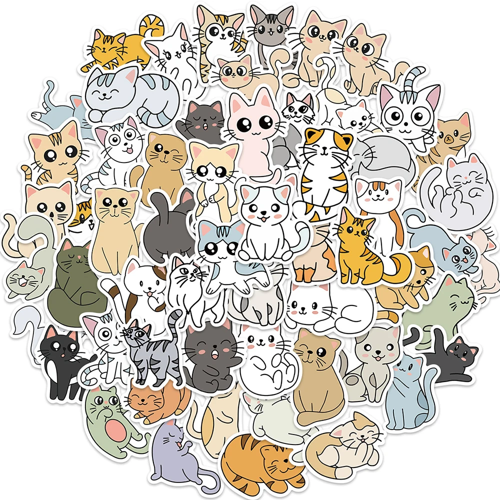 

10/30/60 шт., наклейки в виде милых кошек