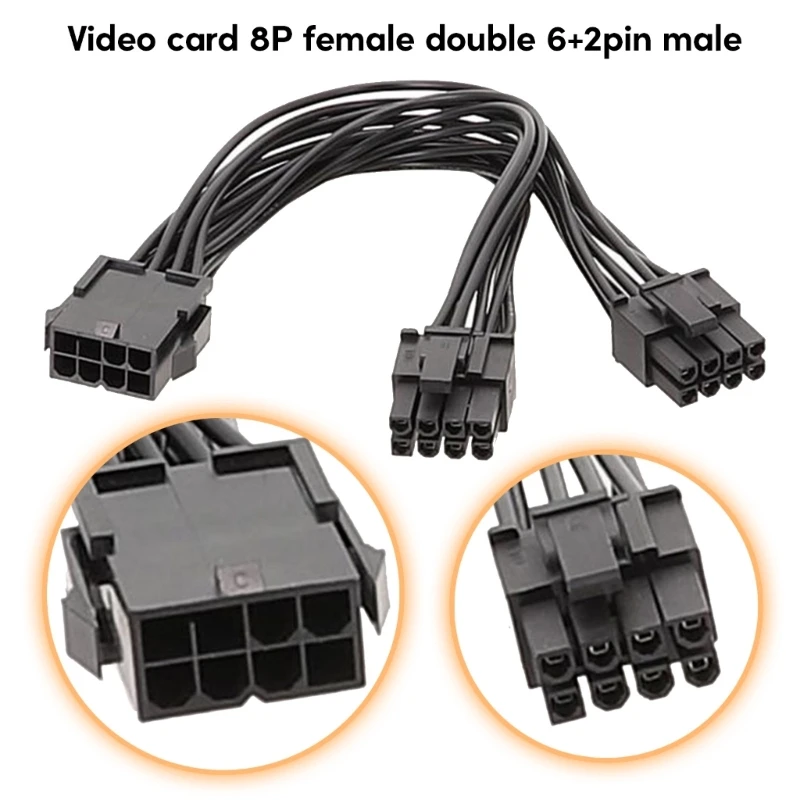 

8Pin Female to Dual 8Pin male Cable Adapter 20cm CPU 8Pin To PCIE 2X 8Pin (6+2) Graphics Video Card Power Splitter Drop Shipping