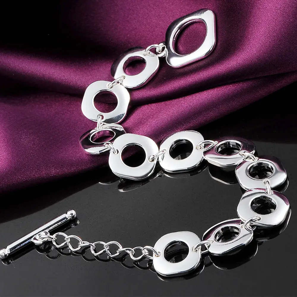 

Hot 925 Sterling silver Bracelets classic fashion Square chain for woman Wedding party Christmas Gift high quality Jewelry