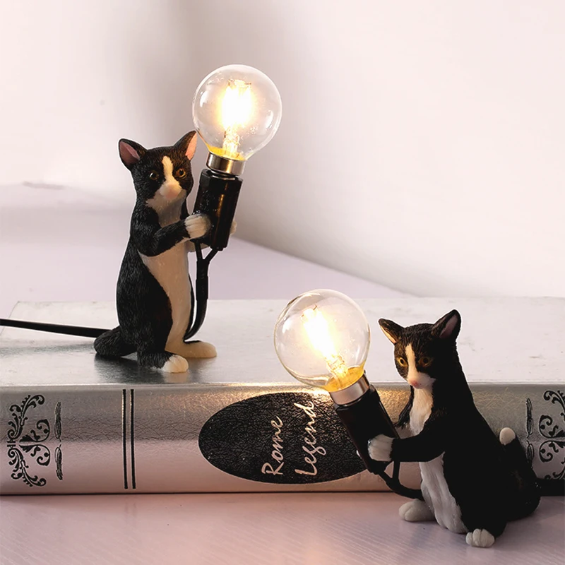 

Animals LED Table Lamp Nordic Children's Room Decoration Resin Cat Table Lights Home Decor Light Lighting Fixtures Bedroom Lamp