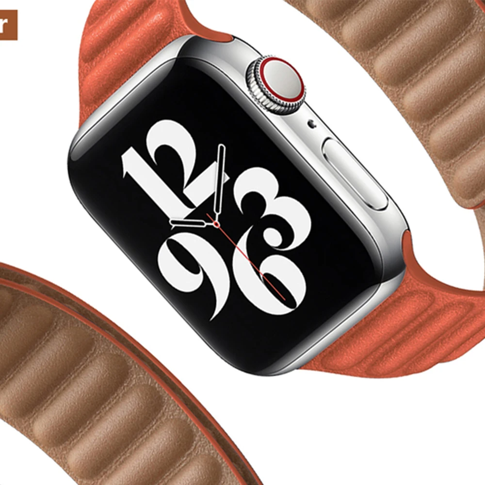 

Кожаный ремешок для Apple watch band 44 мм 45 мм 41 мм 40 мм 38 мм 42 мм, магнитный браслет-петля для iWatch seire 7 6 5 4 3 SE