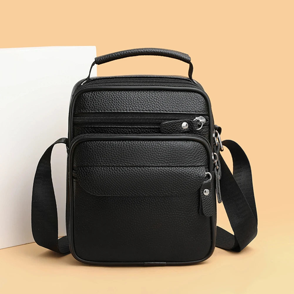 

Men Crossbody Bag Genuine Leather Vintage Messenger Bag Casual Multi-pockets Portable Simple Waterproof Business Handbag