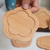 1pc solid wood coaster tea saucer creative insulation pot mat spot wood plum shaped cup mat tea storage tool
