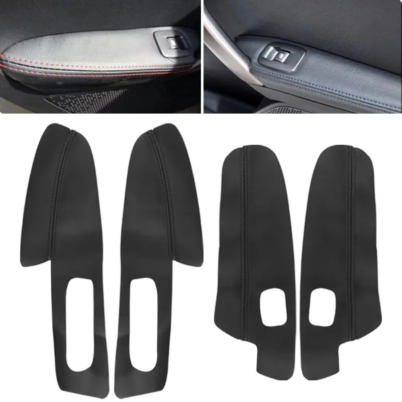 

4pcs Black Soft Leather Armrest Cover For Peugeot 2008 Car Interior Door Armrest Panel Skin Cover Sticker Trim with Tools