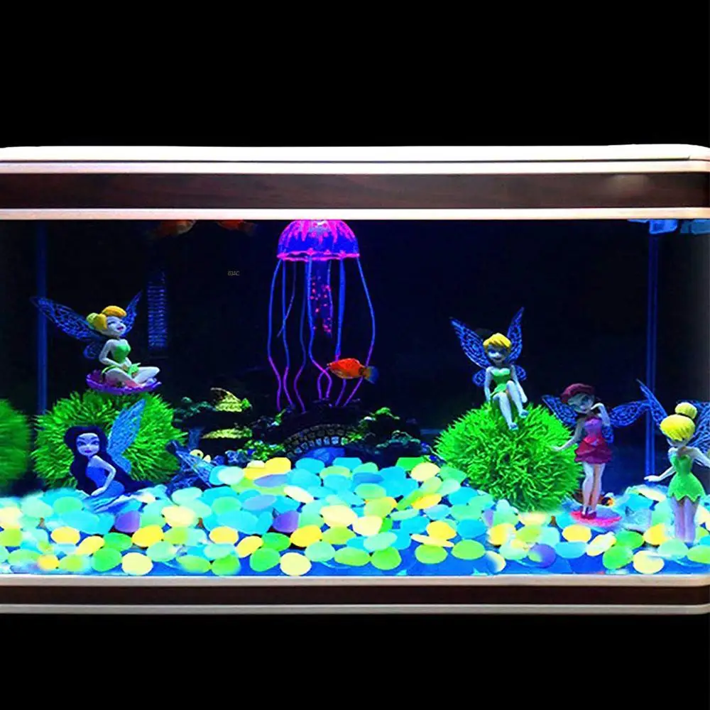 

100pcs Small Stones Fish Tank Glowing Pebble Stones Aquarium Flower Pot Decorative Artificial Plastic Pebbles Home decoration