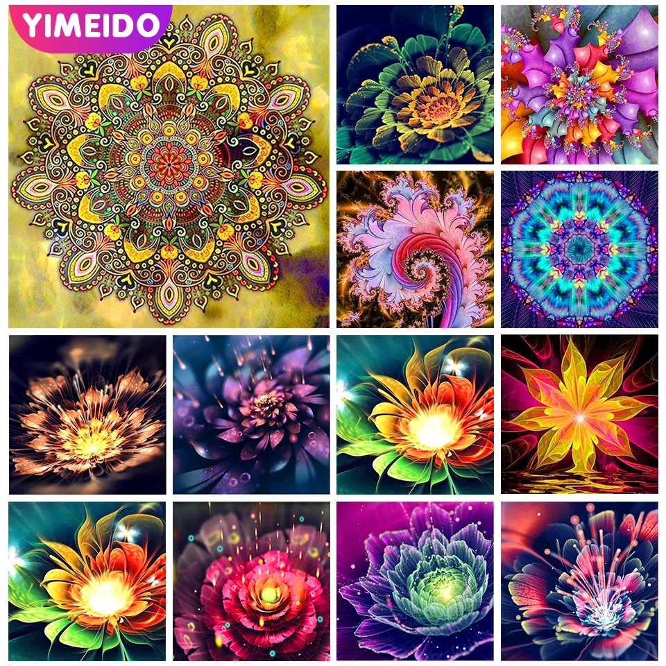 

Алмазная живопись YIMEIDO AB с рисунком мандалы, «сделай сам», 5D, круглая квадратная мозаика, алмазная вышивка, цветок, наборы для вышивки крести...