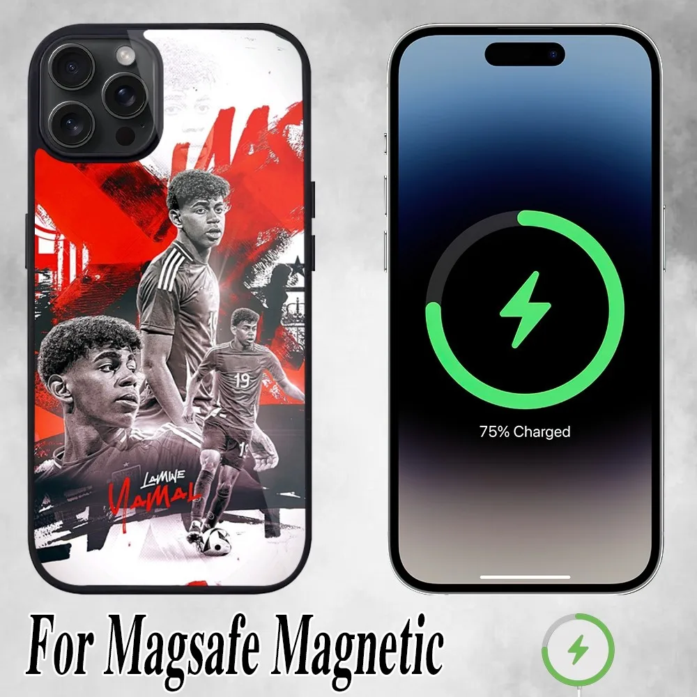Чехол для телефона L-Lamine Football Y-Yamal iPhone 11 Mini 12 13 Max 14 Plus 15 Pro Magesafe Магнитный чехол