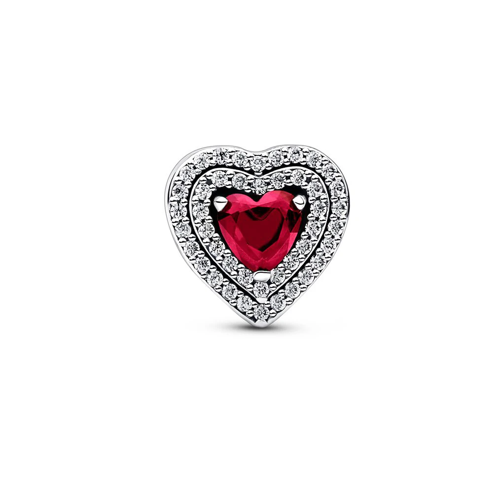 

Layers Of Glittering Red Hearts Pendant 925 Silver Fit For Pandora Luxury Engagement Party Making Girls Jewelry Gift