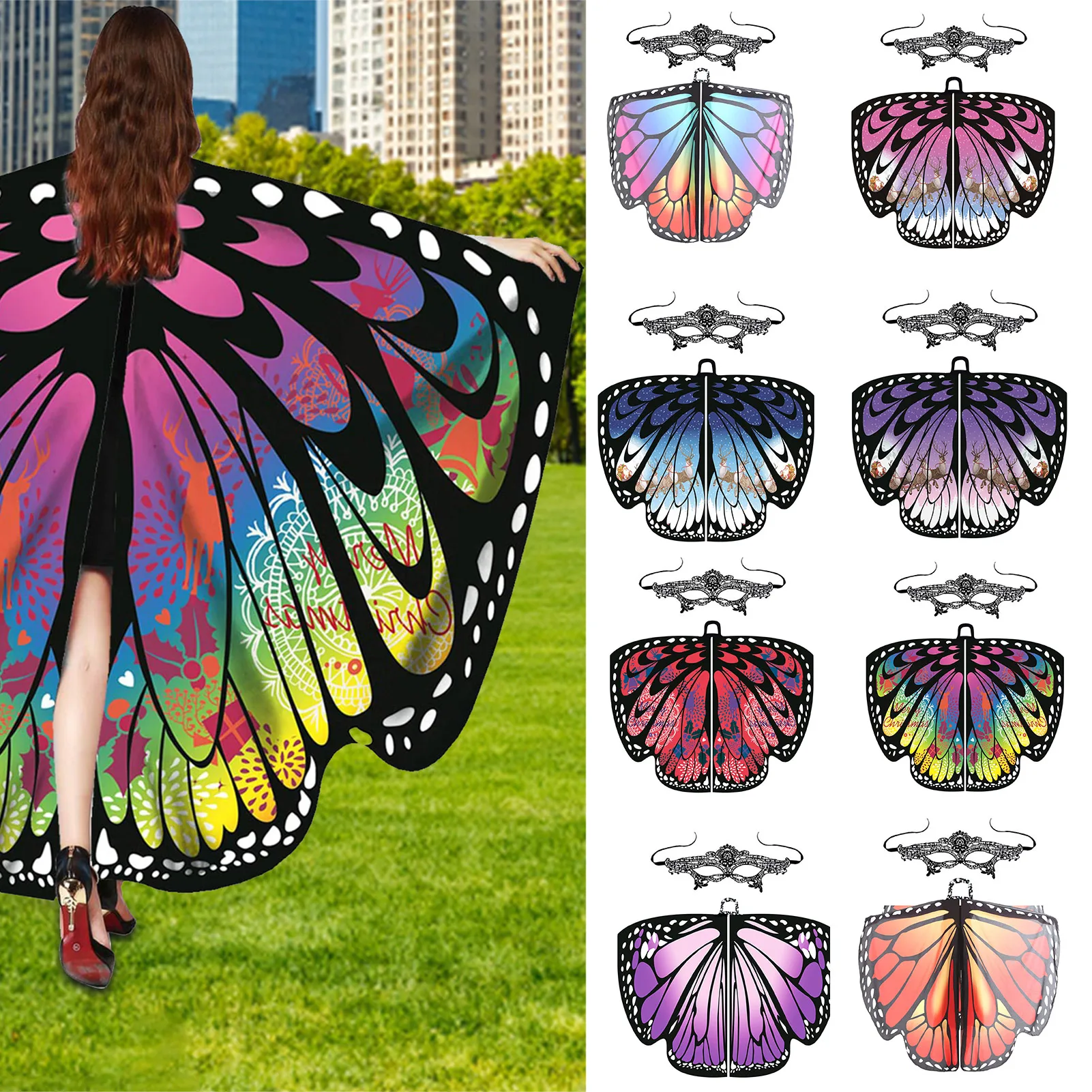 

Butterfly Costume Cape Women's Animals Fancy Dress Butterfly Wings Adult Butterfly Scarf Wings Poncho Costume Scarf Poncho