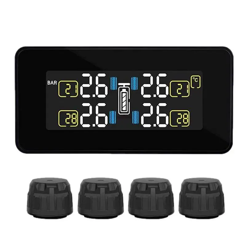 

Wireless Tire Pressure Monitoring Automatic Tire Pressure Sensors With Solar Panel USB Dual-charge Tire Pressure Sensors For