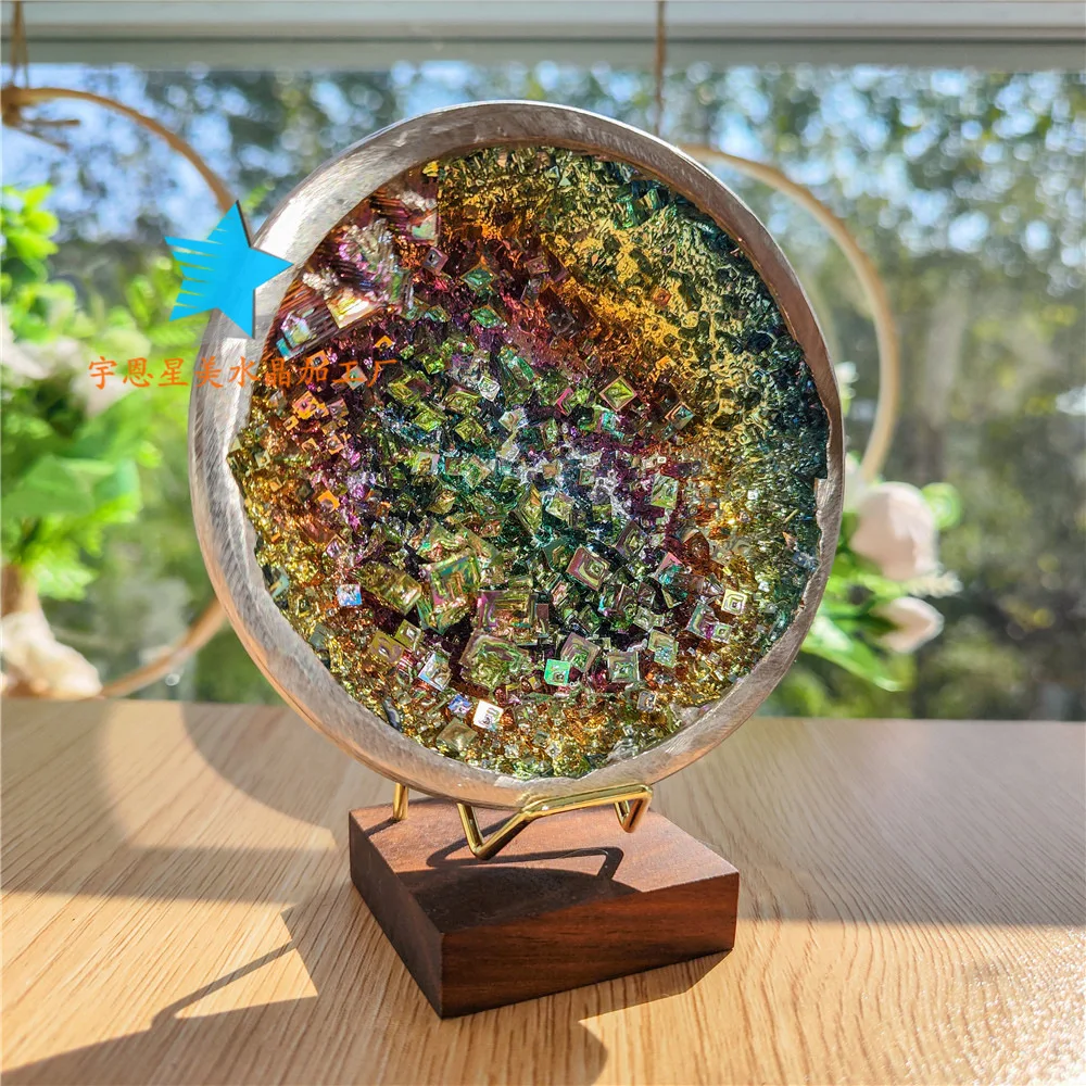 Натуральные минеральные края чаша из бимута разноцветное украшение бимуты