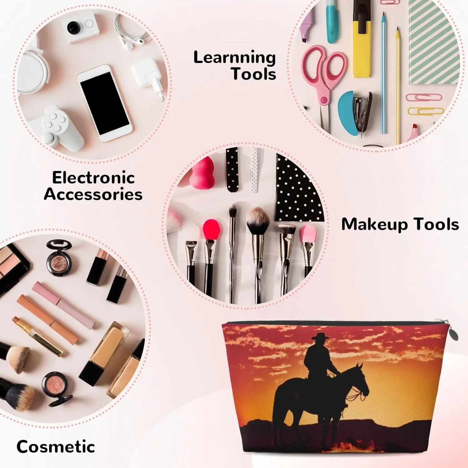 Кожаная дорожная косметичка с принтом Cowboy West