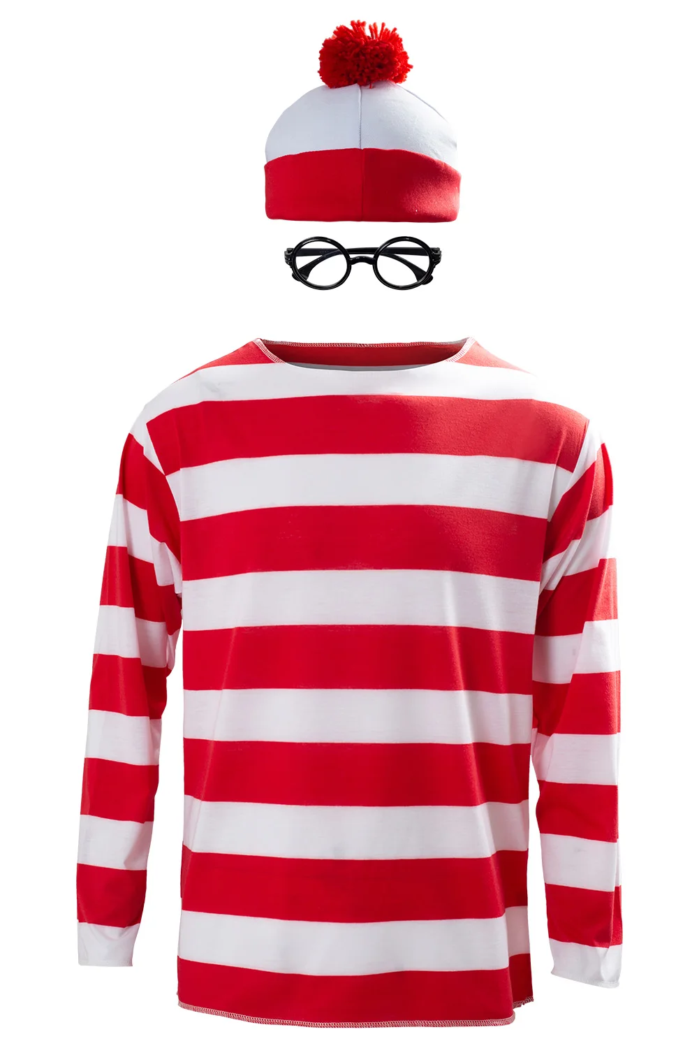 

Where's Wally Waldo Now Cosplay Hoodie Men Women Stripe Shirt Hat Glasses Halloween Carnival Costume T-shirt
