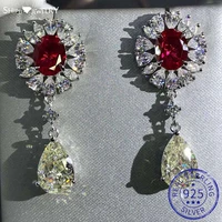 shipei luxury 925 sterling silver vvs 3ex 6ct created moissanite ruby sapphire gemstone dangle earrings studs fine jewelry gifts