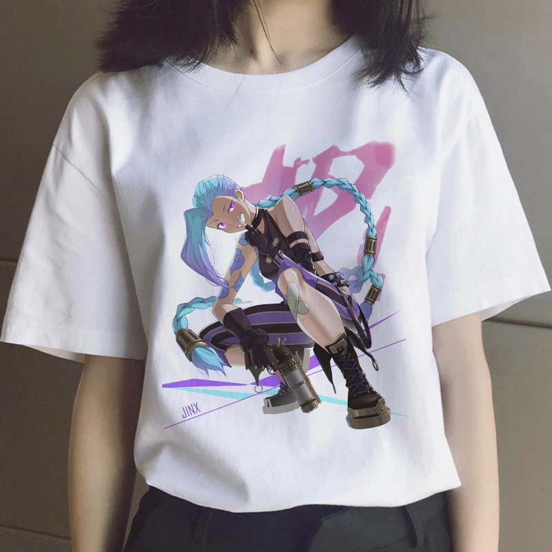 2022 Jinx Arcane Мужская футболка одежда для женщин Аниме Манга игра кавайная печать