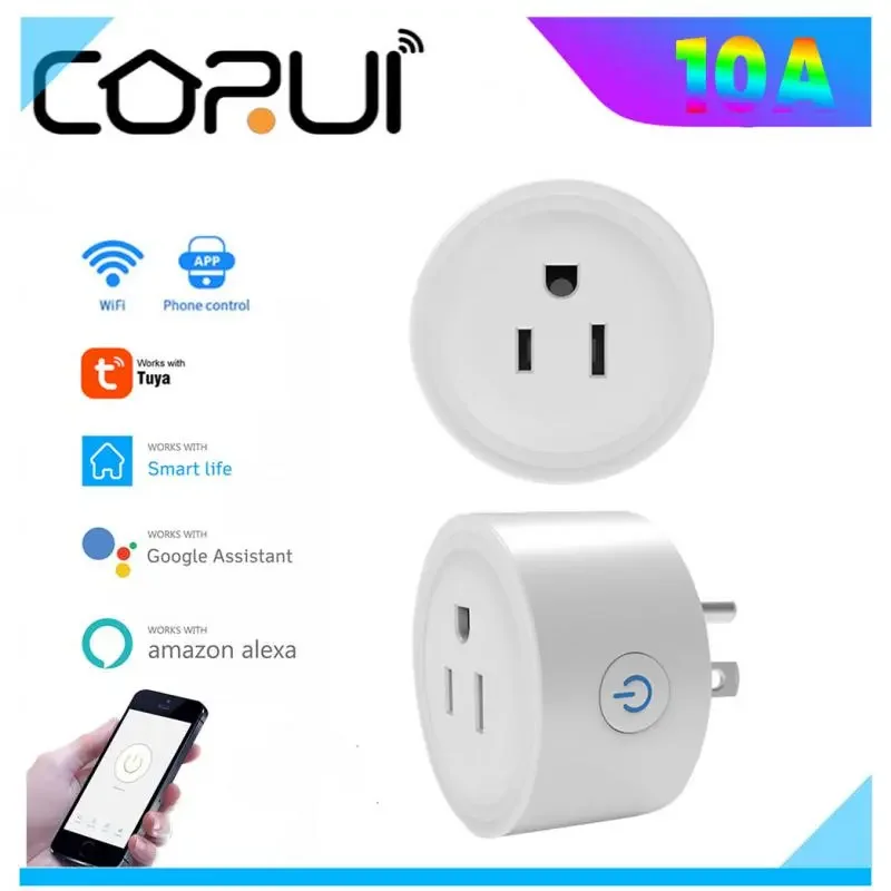 

NEW2023 10A US WiFi Smart Plug Socket Remote Control Home Appliances Smart Living Works With Alexa Home No Hub