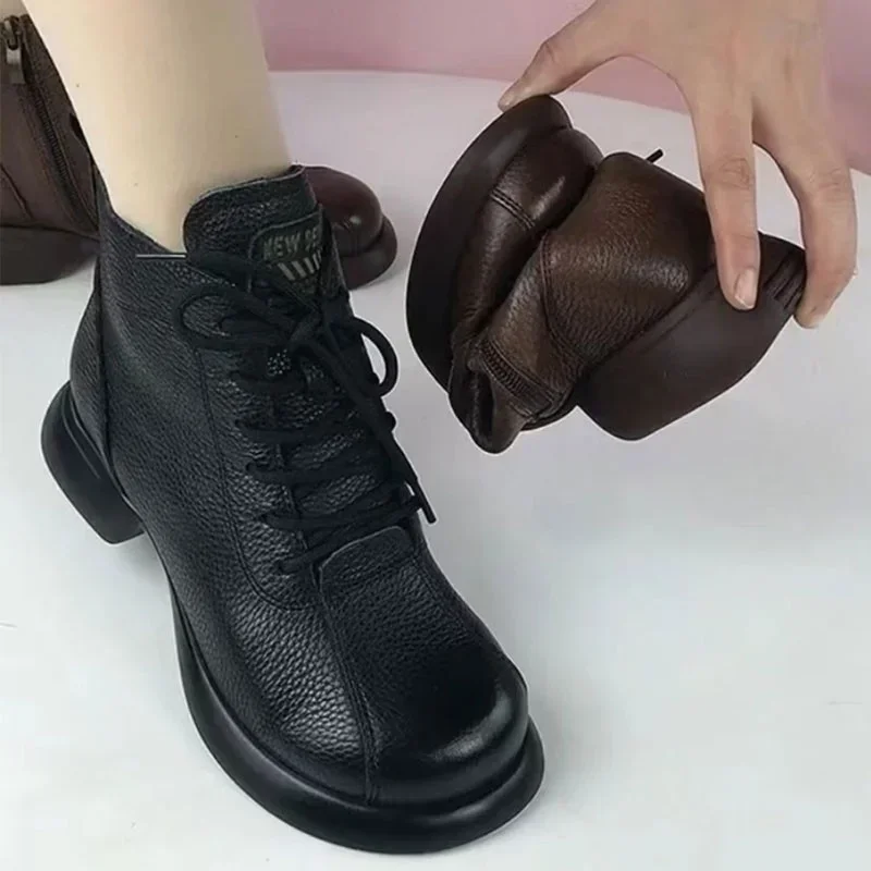 

Новинка 2023, кроссовки на толстой подошве, Женские Простые Модные повседневные ботинки на шнуровке с широкой полосой и круглым носком, женские ботинки, обувь на платформе