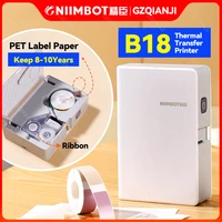 niimbot d11 b18 mini label maker transfer label sticker printer with ribbon for mobile phone machine pet papers keep 8 10 years