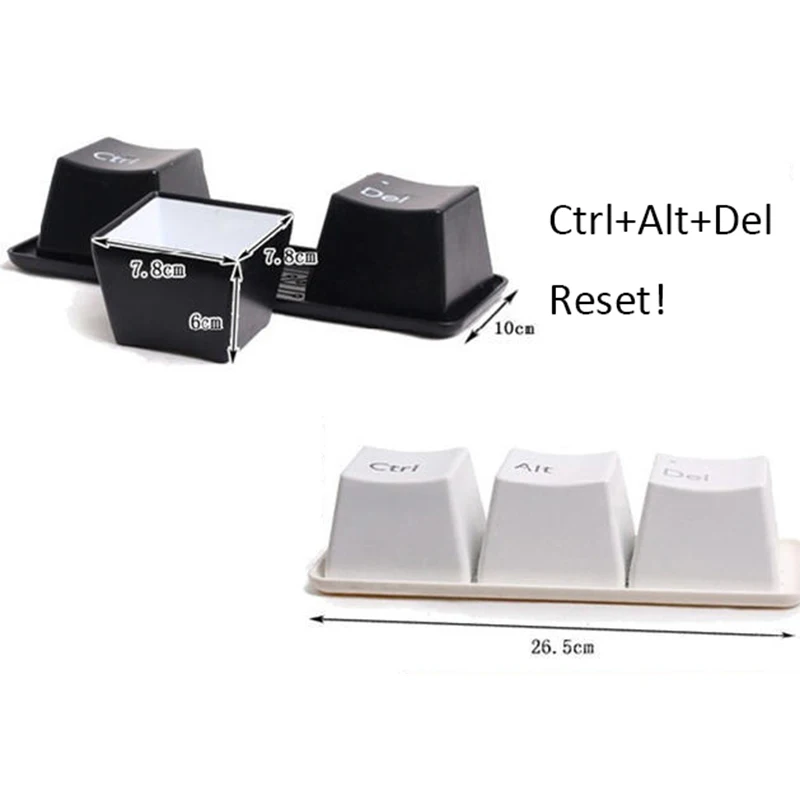 3pcs/Set Simple Keyboard Ctrl ALT DEL Novelty Creative Type Tea Milk Coffee Mug Cup Container Mugs Drinkware Officer Gift - купить по