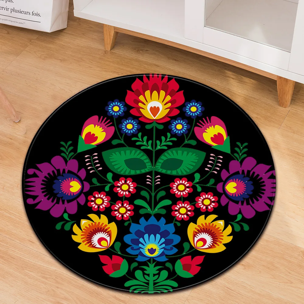 Bohemian style psychedelic geometric printing non-slip round carpet floor mats bedroom living room home decoration | Дом и сад