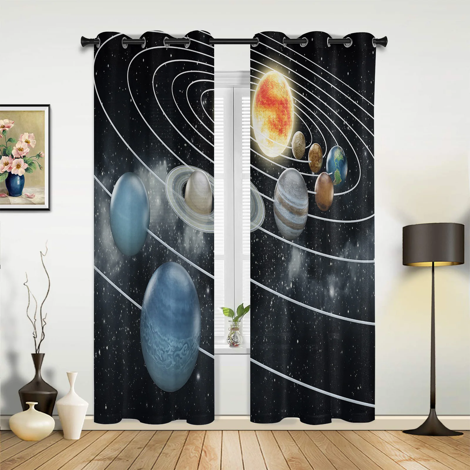 

Planet Solar System Space Alien Curtains for Bedroom Living Room Drapes Kitchen Children's Room Window Curtain Modern Home Decor