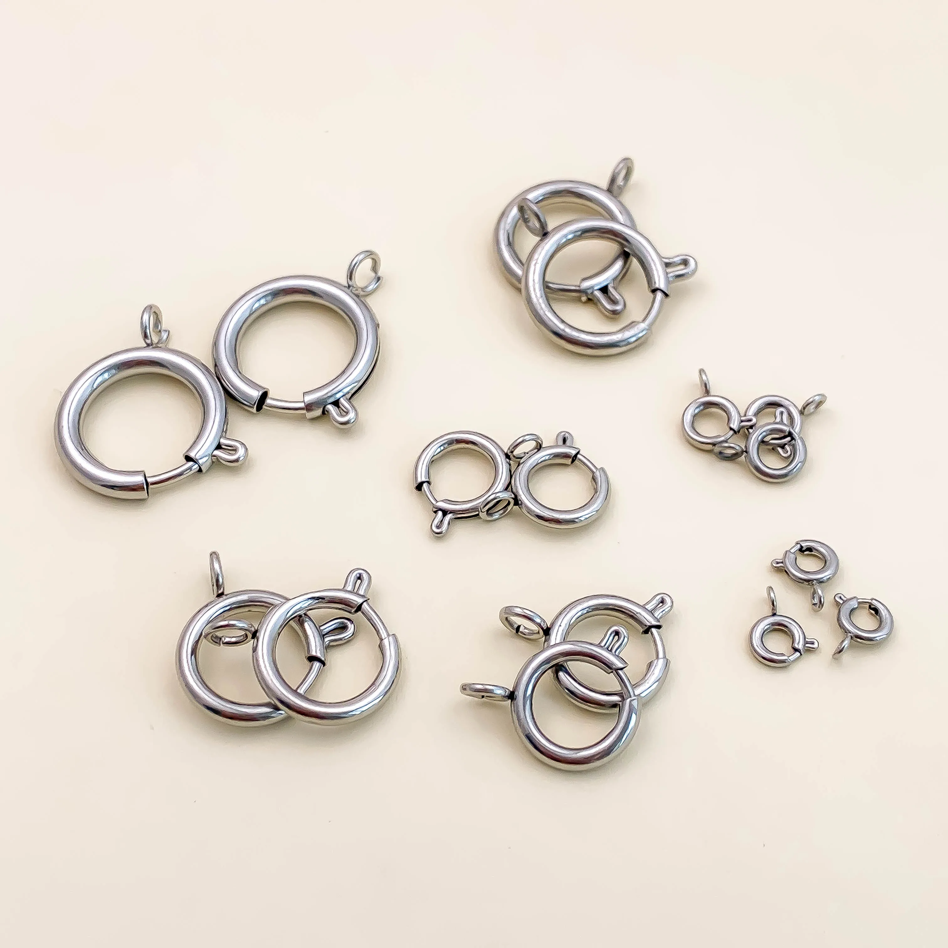 

Stainless Steel Buckle Circular Ring Closing Stopper White K Color Connector Bracelet Necklace Jewelry Supplies Components 6pcs