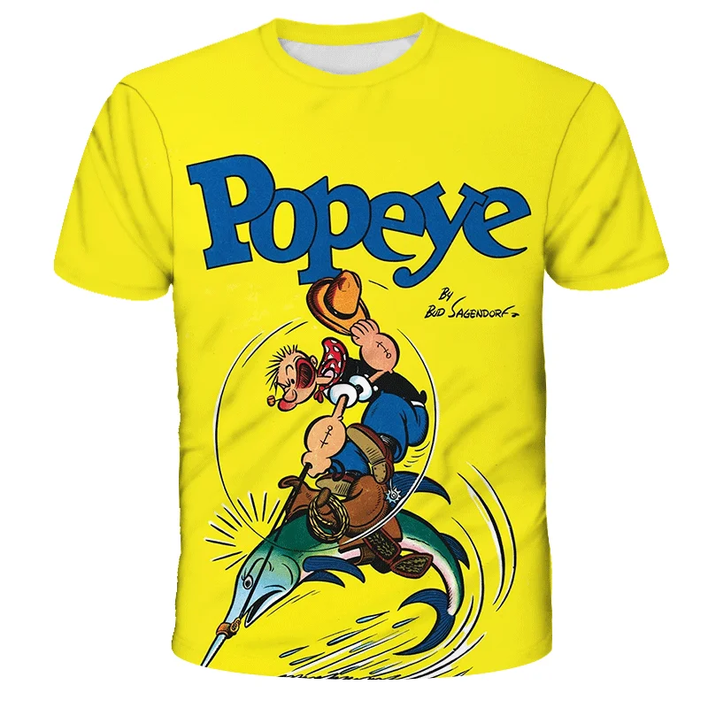 

2022 Summer New Classic Popeye Series Printed Shirt Kid's Street Round Neck Unisex New Retro Design T-Shirt