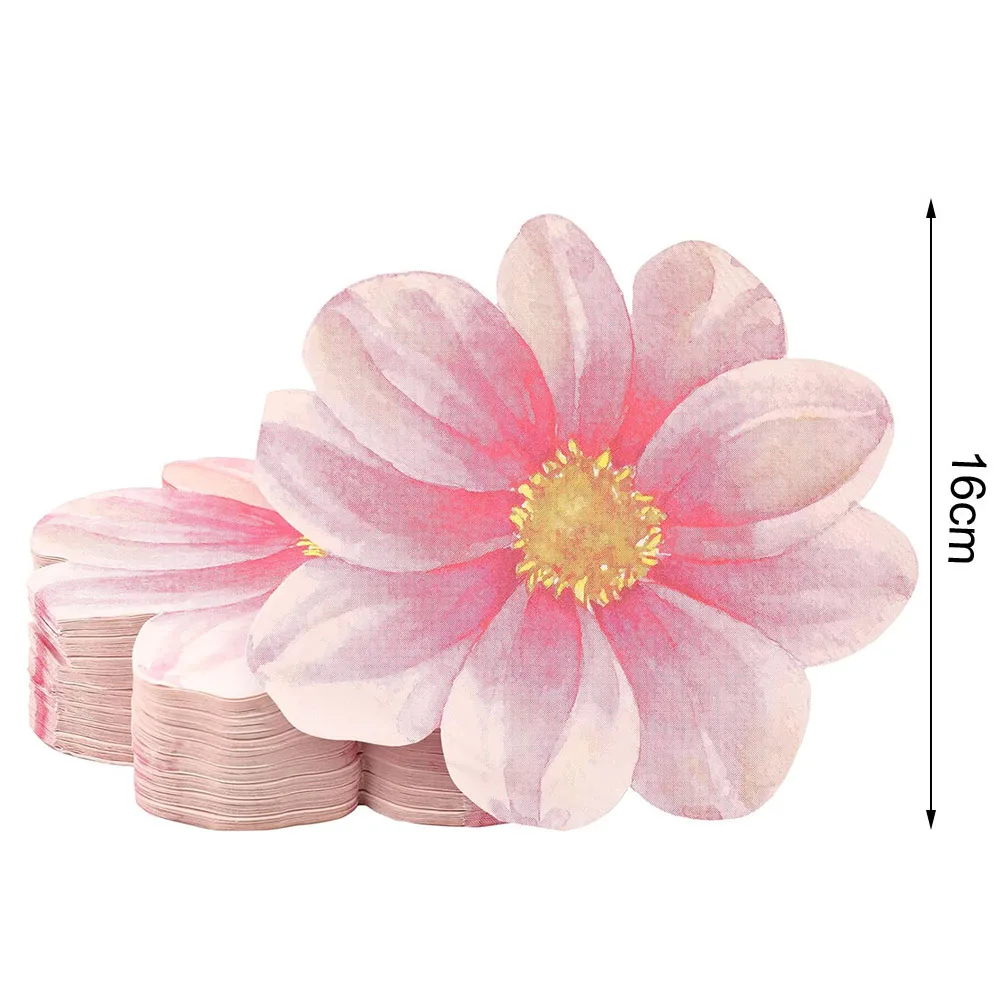 

20-100 шт. бумажные салфетки с розовым цветком, одноразовые декоративные коктейльные салфетки, используемые для украшения детского душа, свадьбы, дня рождения